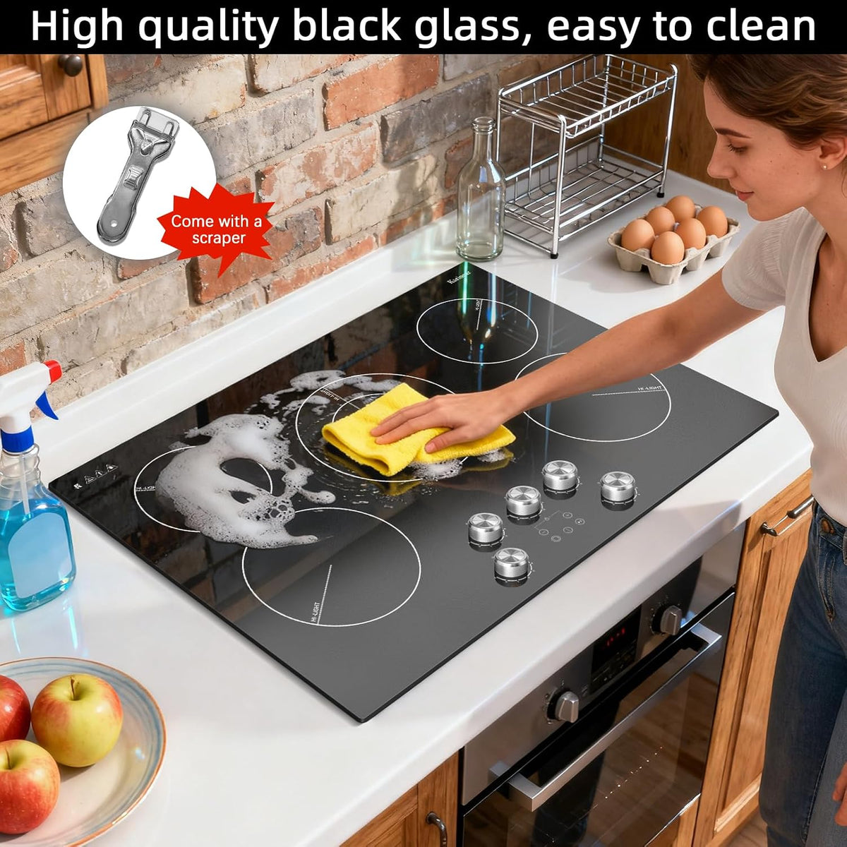 Electric Cooktop 30 Inch, 5 Burner Radiant Cooktop Knob Control