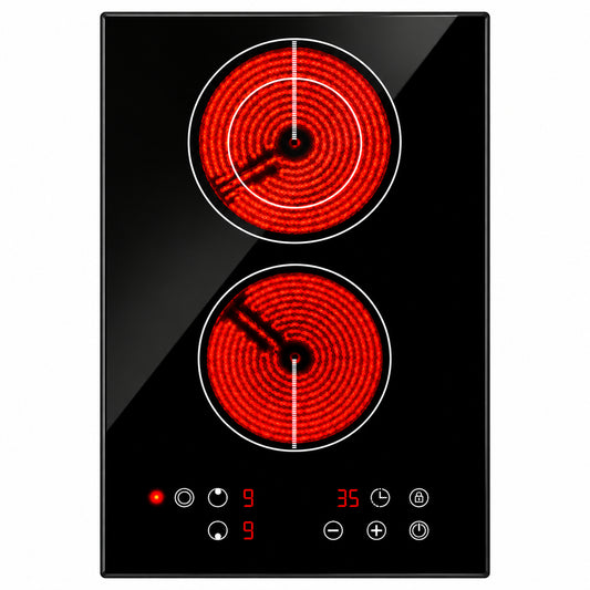 2 Burner Electric Cooktop 12 Inch, Drop-In Radiant Cooktop