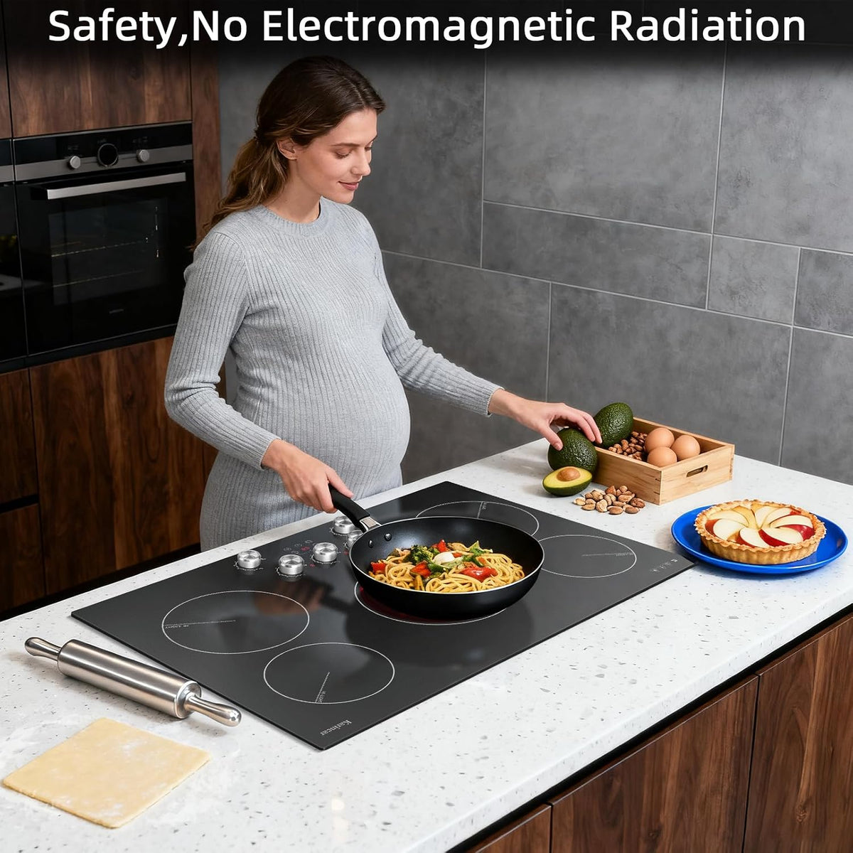 Electric Cooktop 30 Inch, 5 Burner Radiant Cooktop Knob Control
