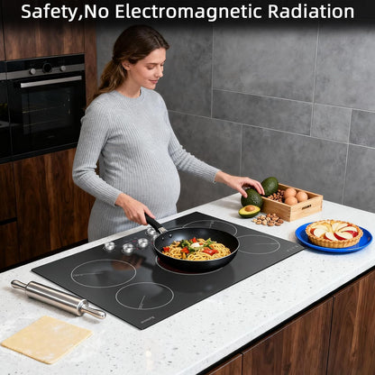 Electric Cooktop 30 Inch, 5 Burner Radiant Cooktop Knob Control