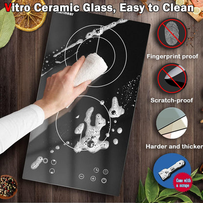 2 Burner Electric Cooktop 12 Inch, Drop-In Radiant Cooktop