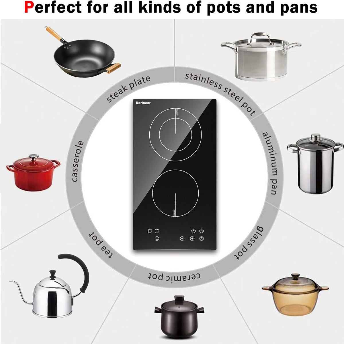 2 Burner Electric Cooktop 12 Inch, Drop-In Radiant Cooktop