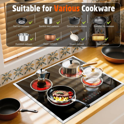 24 Inch Electric Cooktop with Glass Protecting the Metal Frame