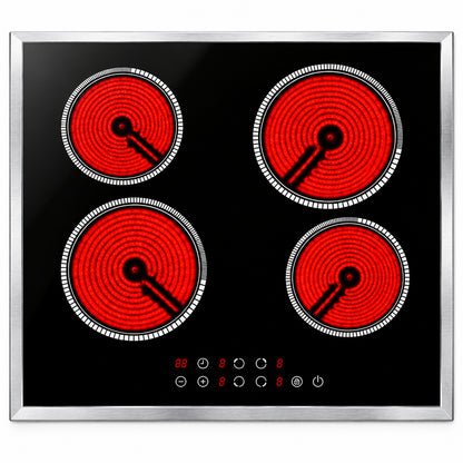 24 Inch Electric Cooktop with Glass Protecting the Metal Frame