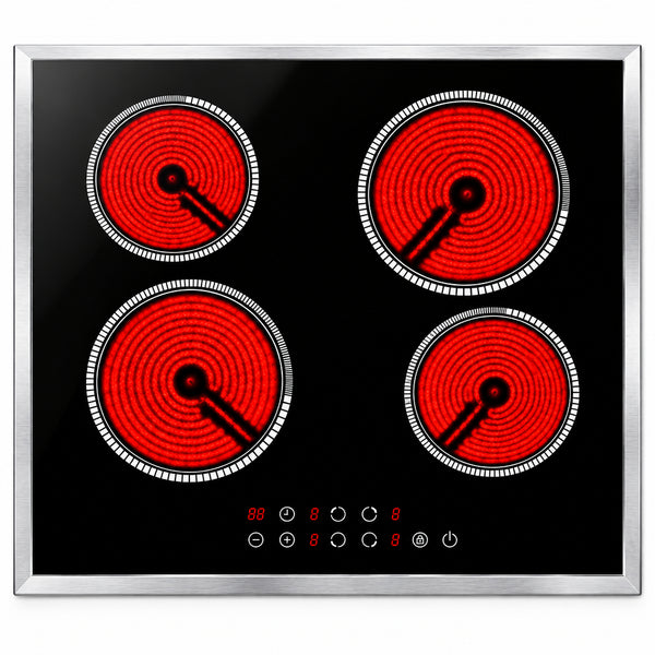 24 Inch Electric Cooktop with Glass Protecting the Metal Frame